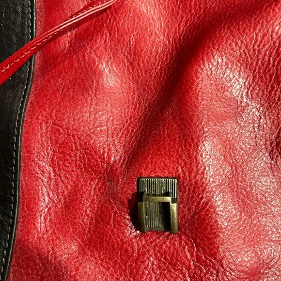 Genuine Italian Leather Backpack - Red - Unisex - Picture 9 of 16